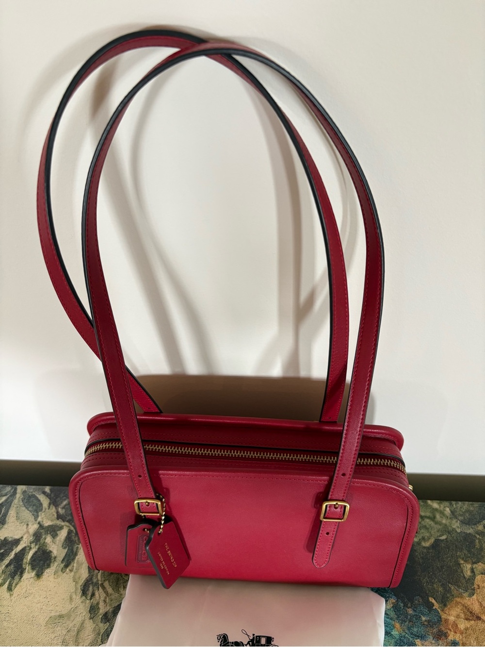 Coach Ruby Red Swing Zip Leather Satchel Bag - Picture 3 of 8
